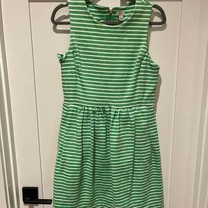 J. Crew Green Striped Sleeveless Daybreak Ponte Knit Dress